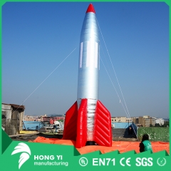 Outdoor giant inflatable silver rocket model for decorative exhibition
