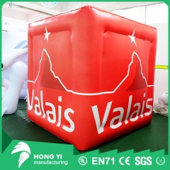 Large inflatable red advertising print cube for advertising
