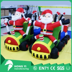 Inflatable Christmas cartoon driving train of Santa Claus high quality Christmas decorations