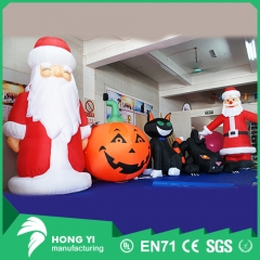 Christmas inflatable cartoon decoration inflatable Santa Claus and black cat