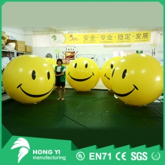 Commercial large decorative ball smiley print yellow inflatable ball