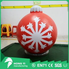 Factory Outlet Christmas Hanging Decoration Red Snowflake Print Inflatable Christmas Ball